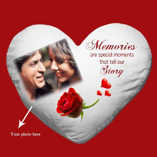 White Velvet Stuffed Heart With Personalized Photo